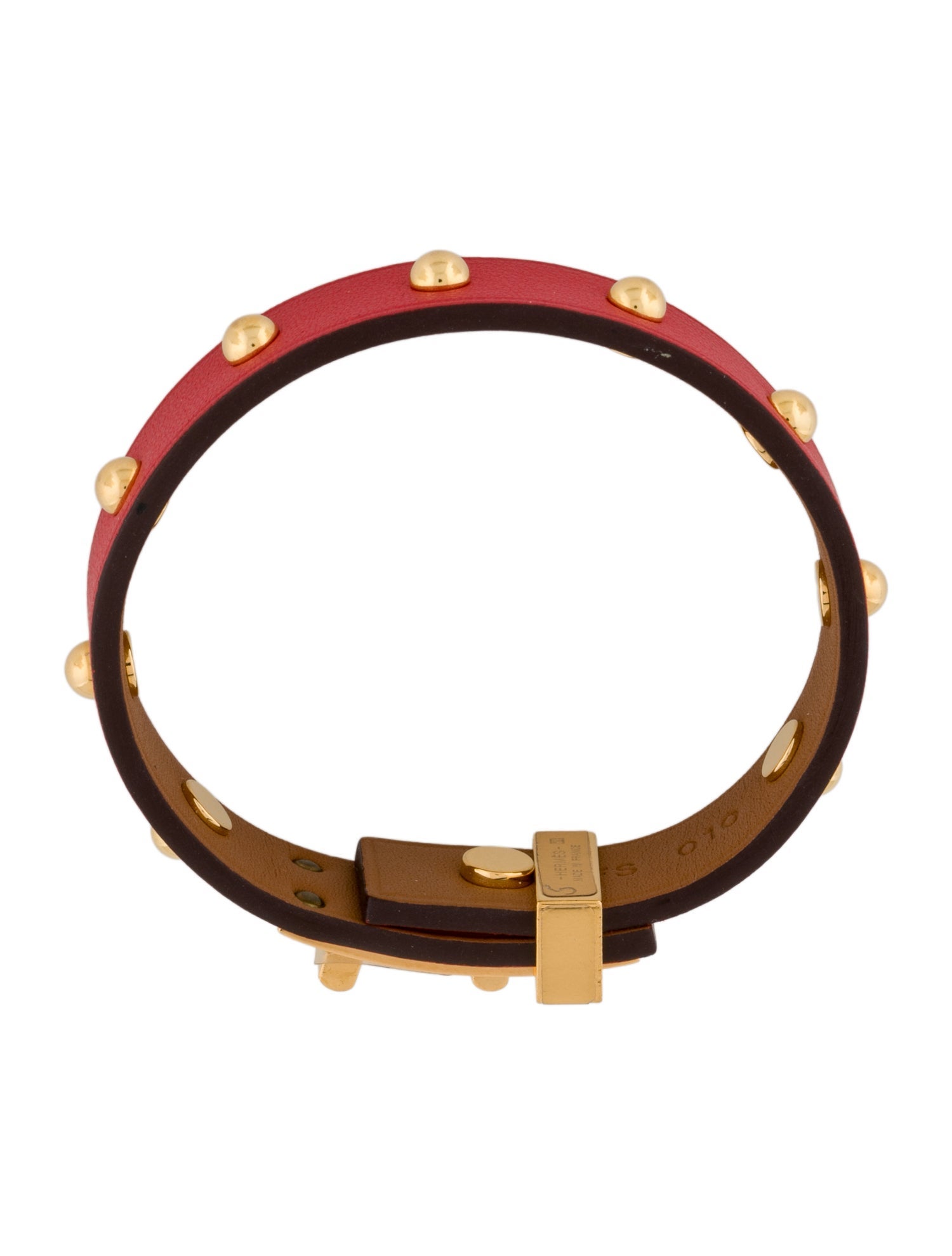 Hermès Leather Mini Dog Clous Carres Studded Bracelet